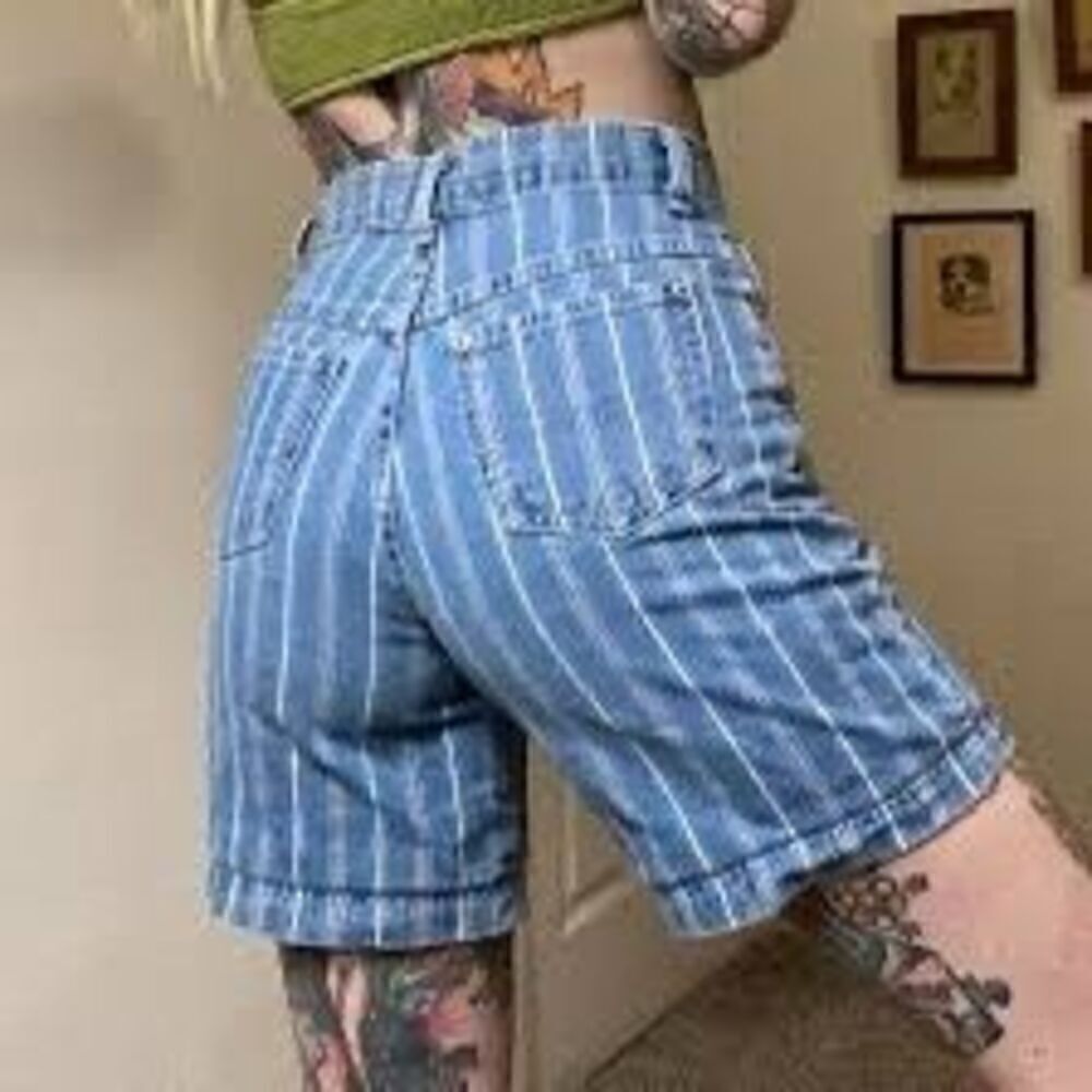 NEW Vintage Sasson 90’s Striped Denim Shorts with Belt